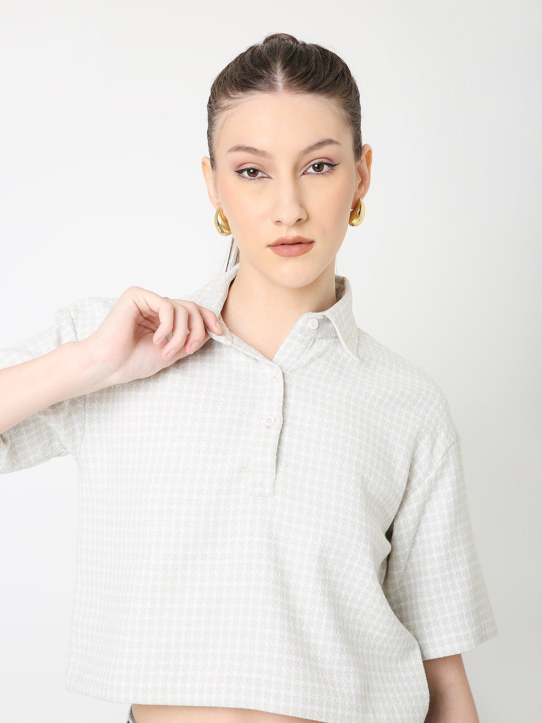 FAWN STRUCTUED COLLAR CROP TOP