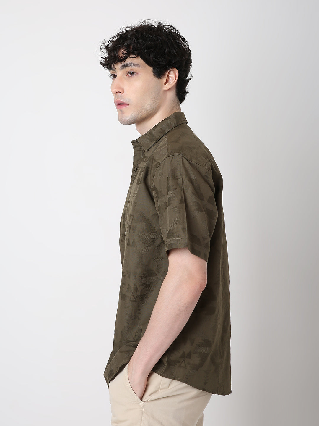 KHAKI Jacquard Cotton Shirt