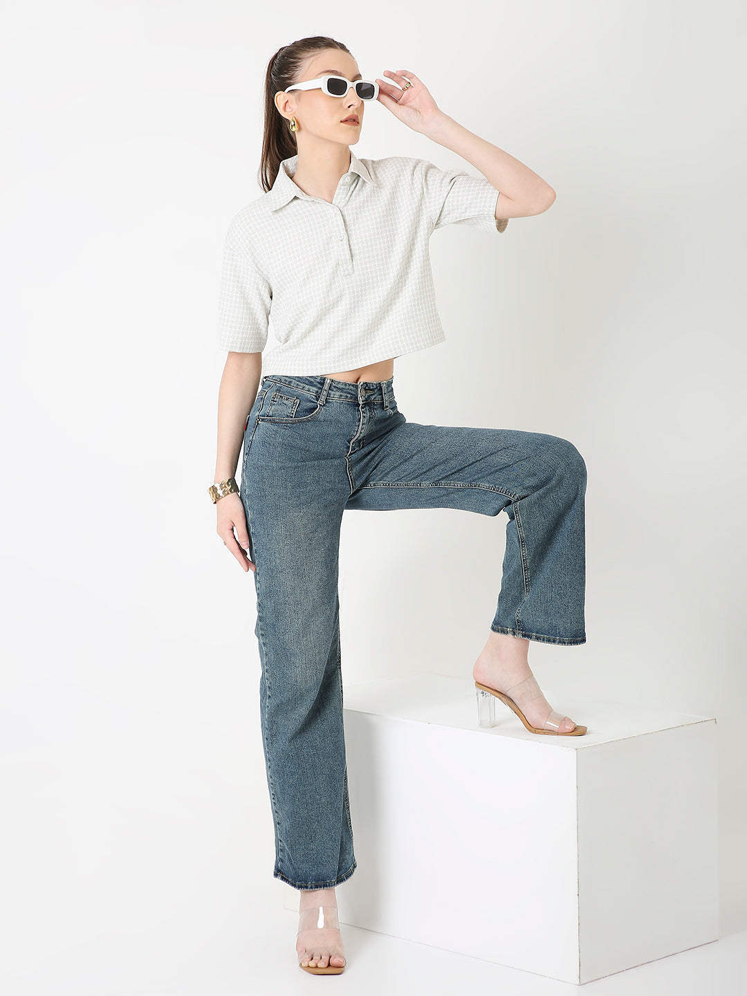 FAWN STRUCTUED COLLAR CROP TOP