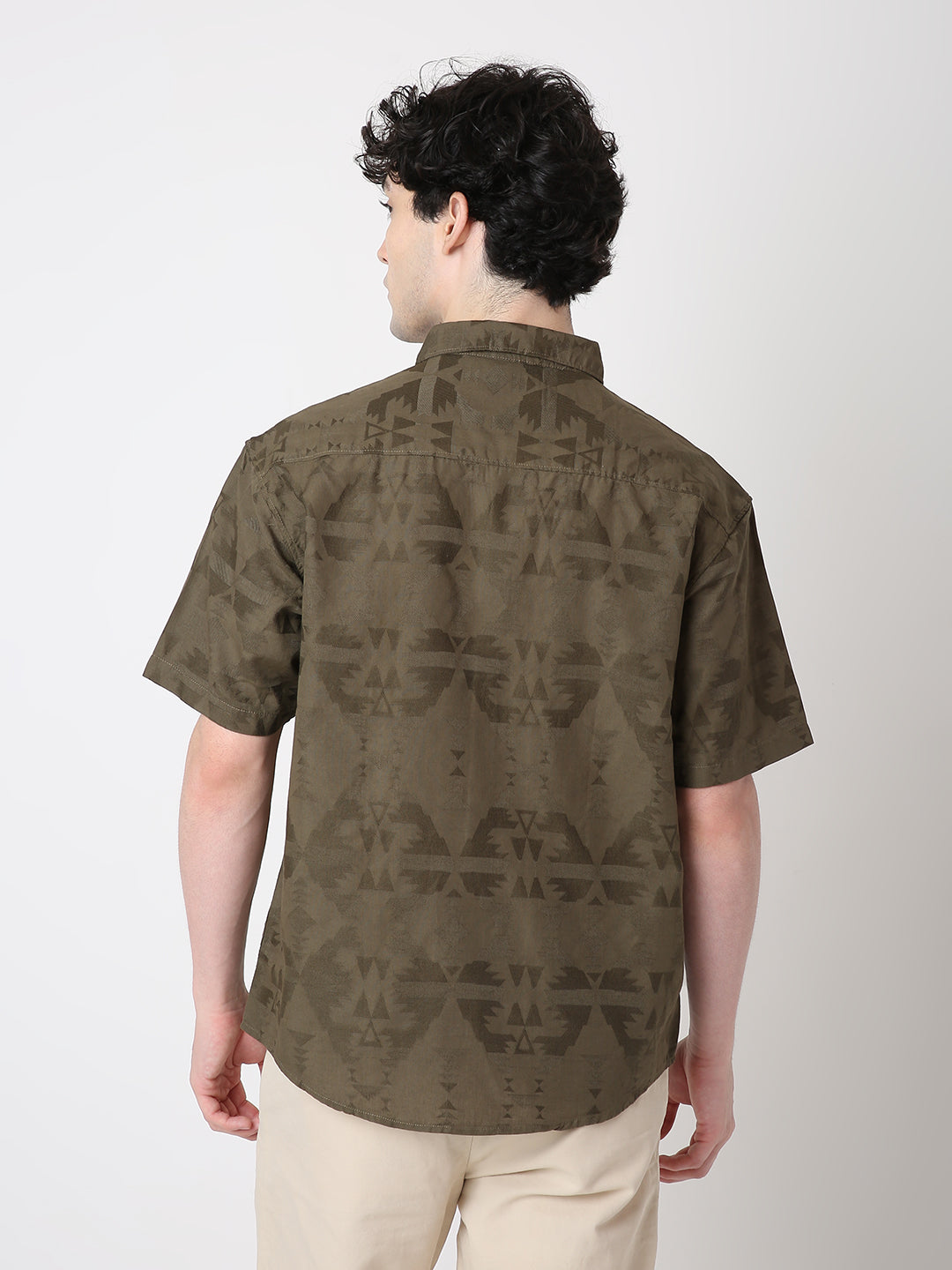 Jacquard Pure Cotton Short Sleeve Casual Shirt