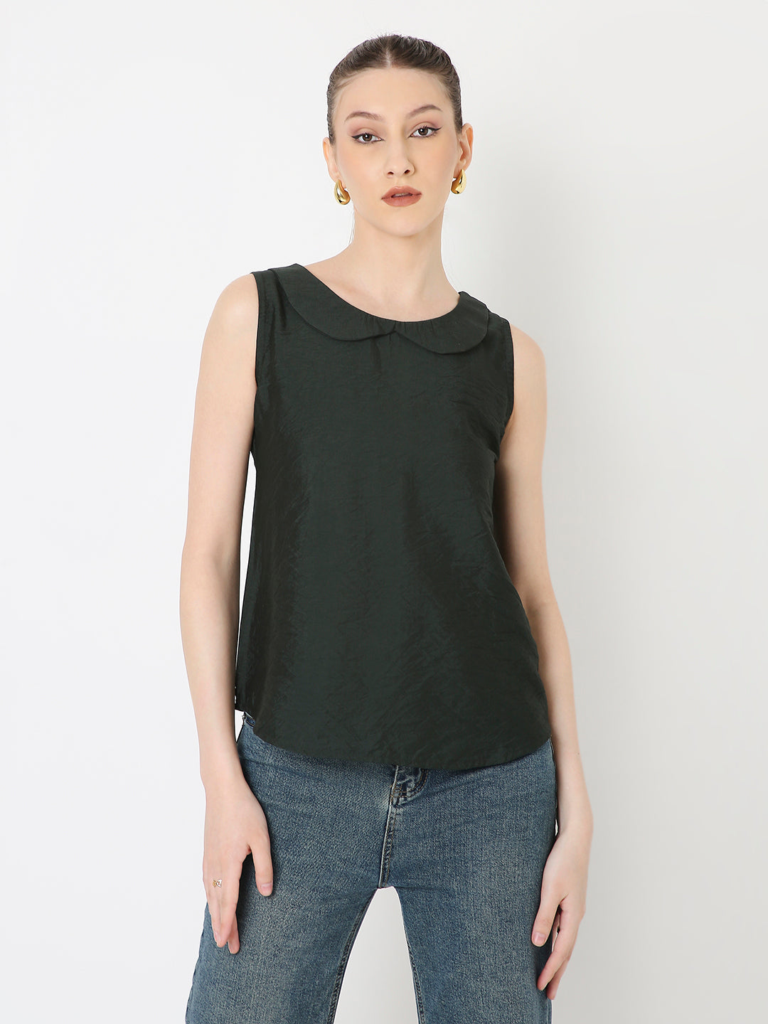 DARK GREEN PETER PAN TOP