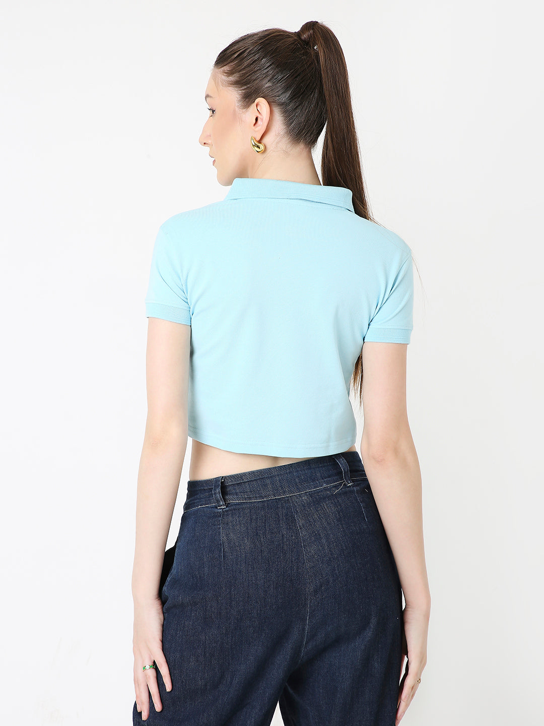 BRIGHT BLUE POLO CROPPED TSHIRT