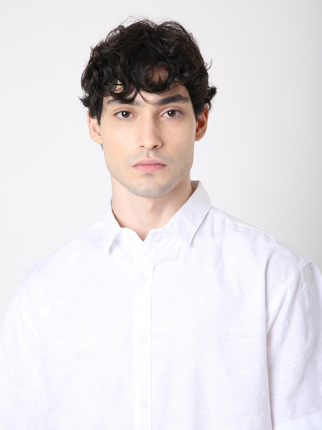 Jacquard Pure Cotton Short Sleeve Casual Shirt