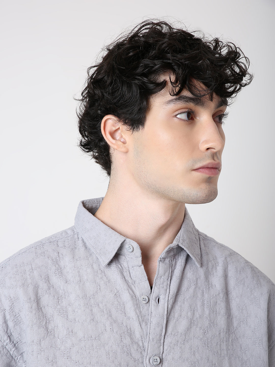 TEXTURED COTTON SHORT SLEEVE SHIRT