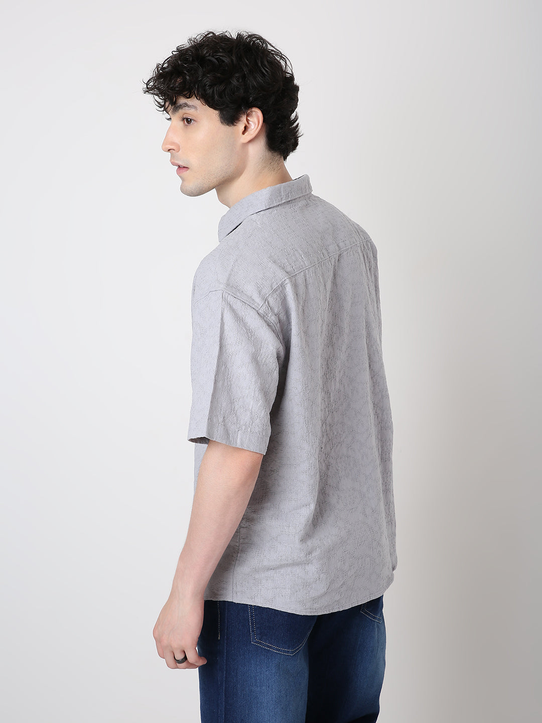 TEXTURED COTTON SHORT SLEEVE SHIRT