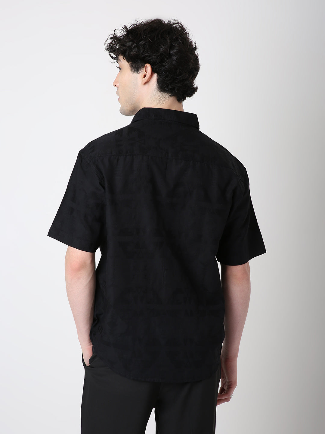 Jacquard Pure Cotton Short Sleeve Casual Shirt