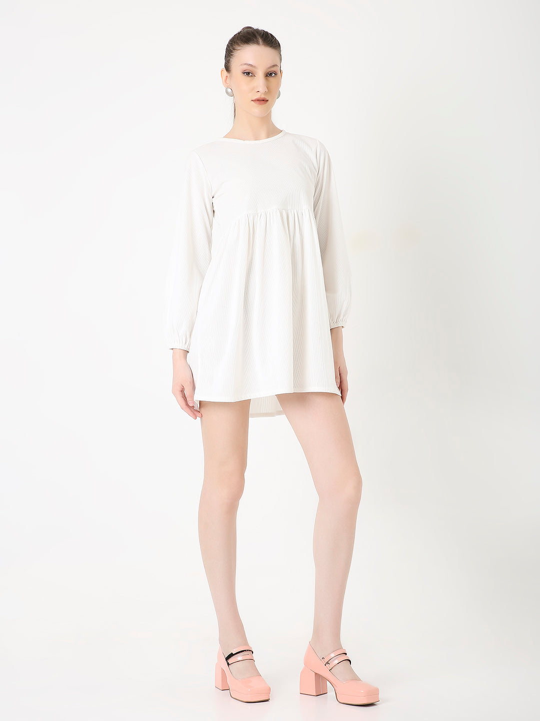 WHITE CORDUROY SHORT DRESS