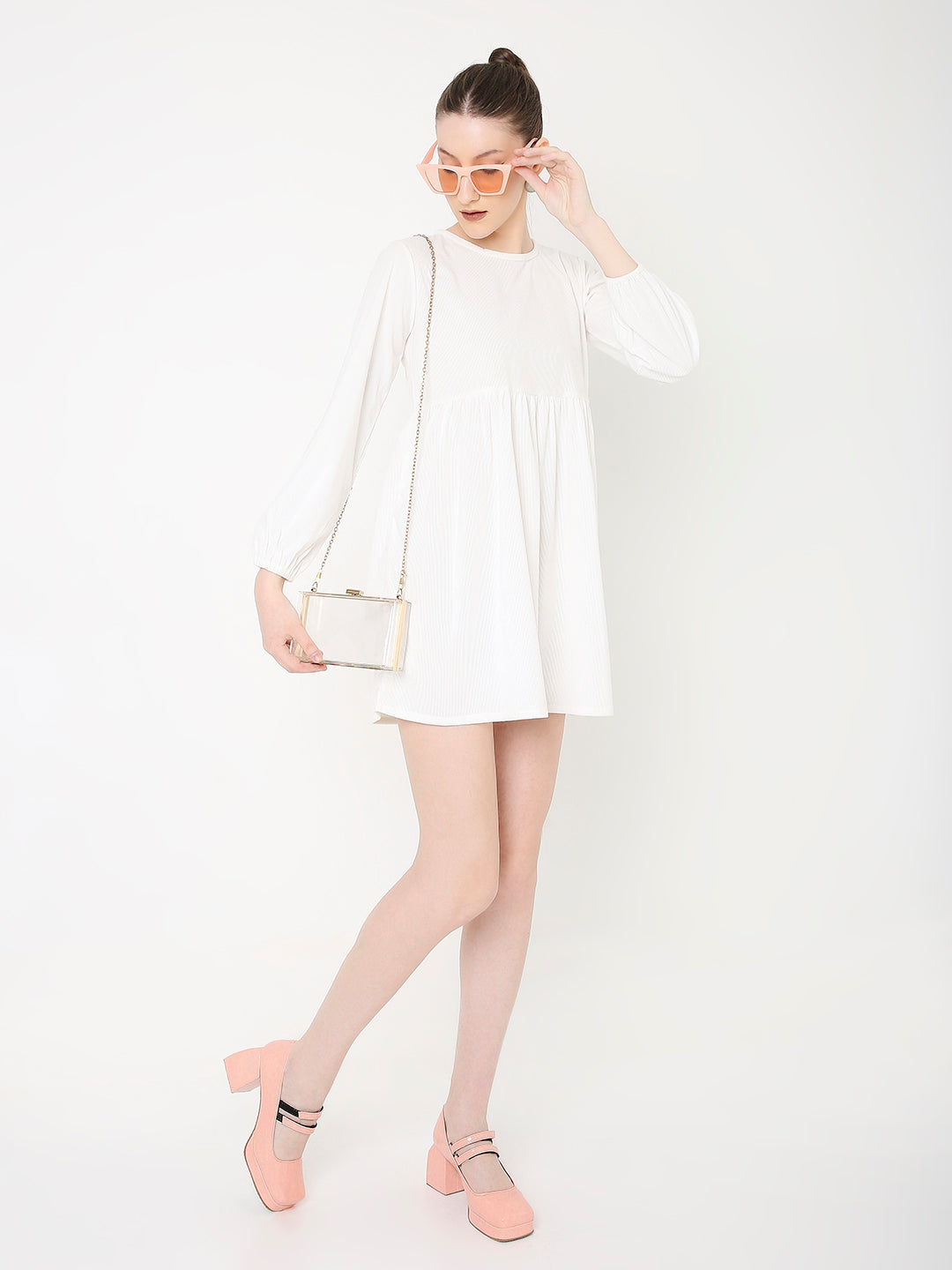 WHITE CORDUROY SHORT DRESS