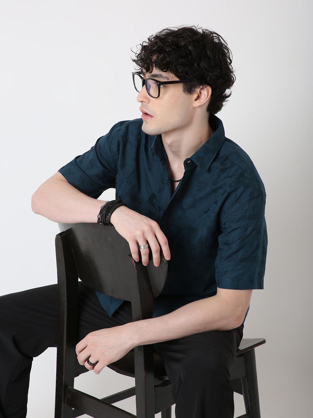 Jacquard Pure Cotton Short Sleeve Casual Shirt