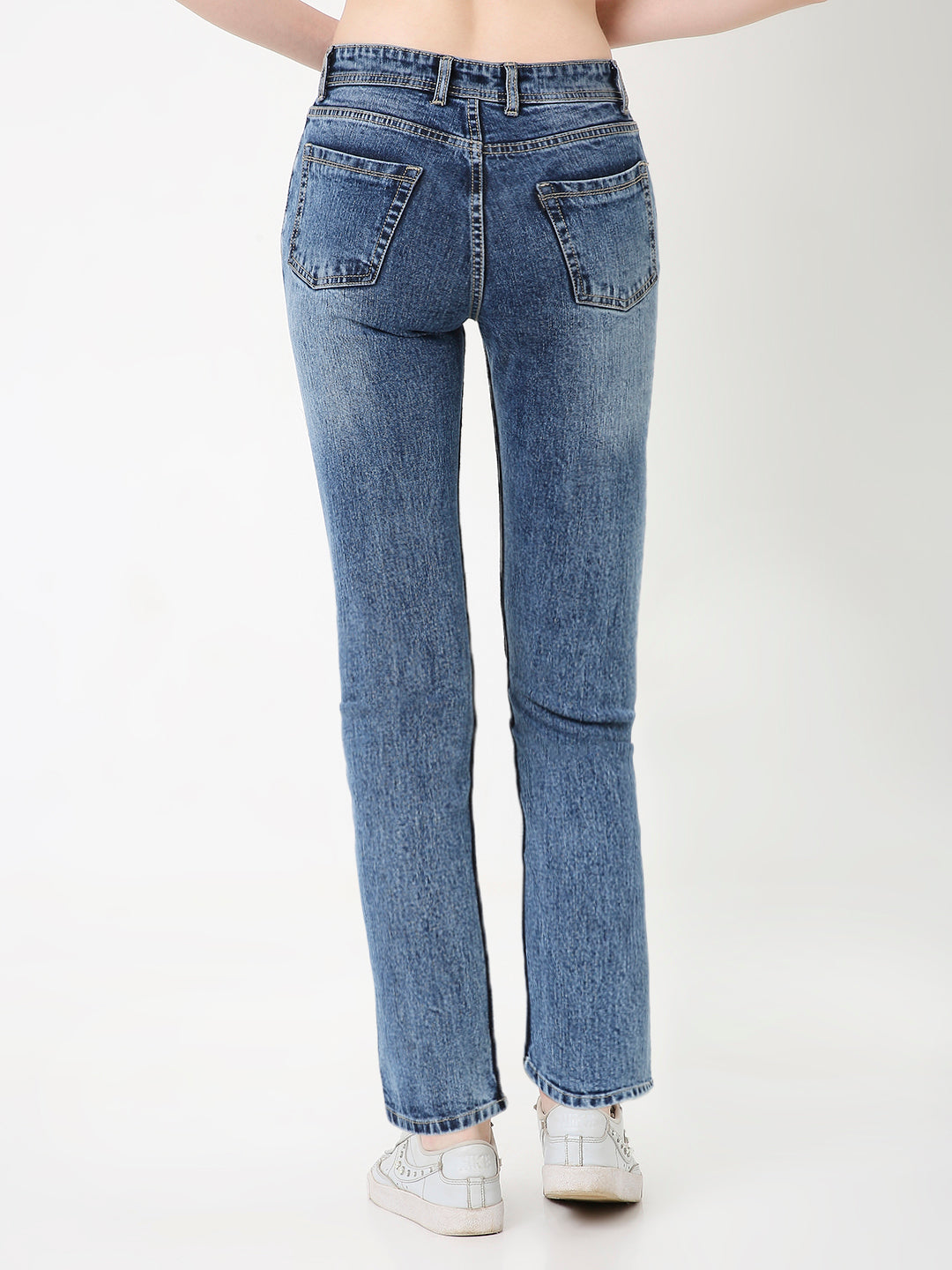 WOMENS BLUE SLIM STRAIGHT FIT DENIM JEANS