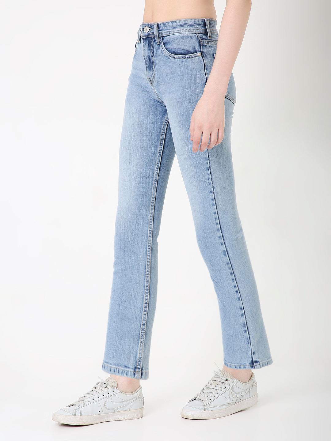 WOMEN MID LIGHT BLUE WASH SLIM FIT DENIM JEANS