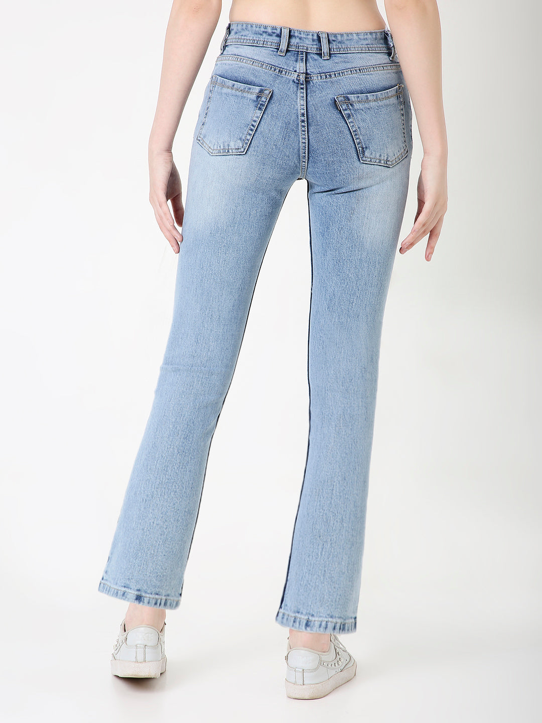 WOMENS BLUE SLIM STRAIGHT FIT DENIM JEANS
