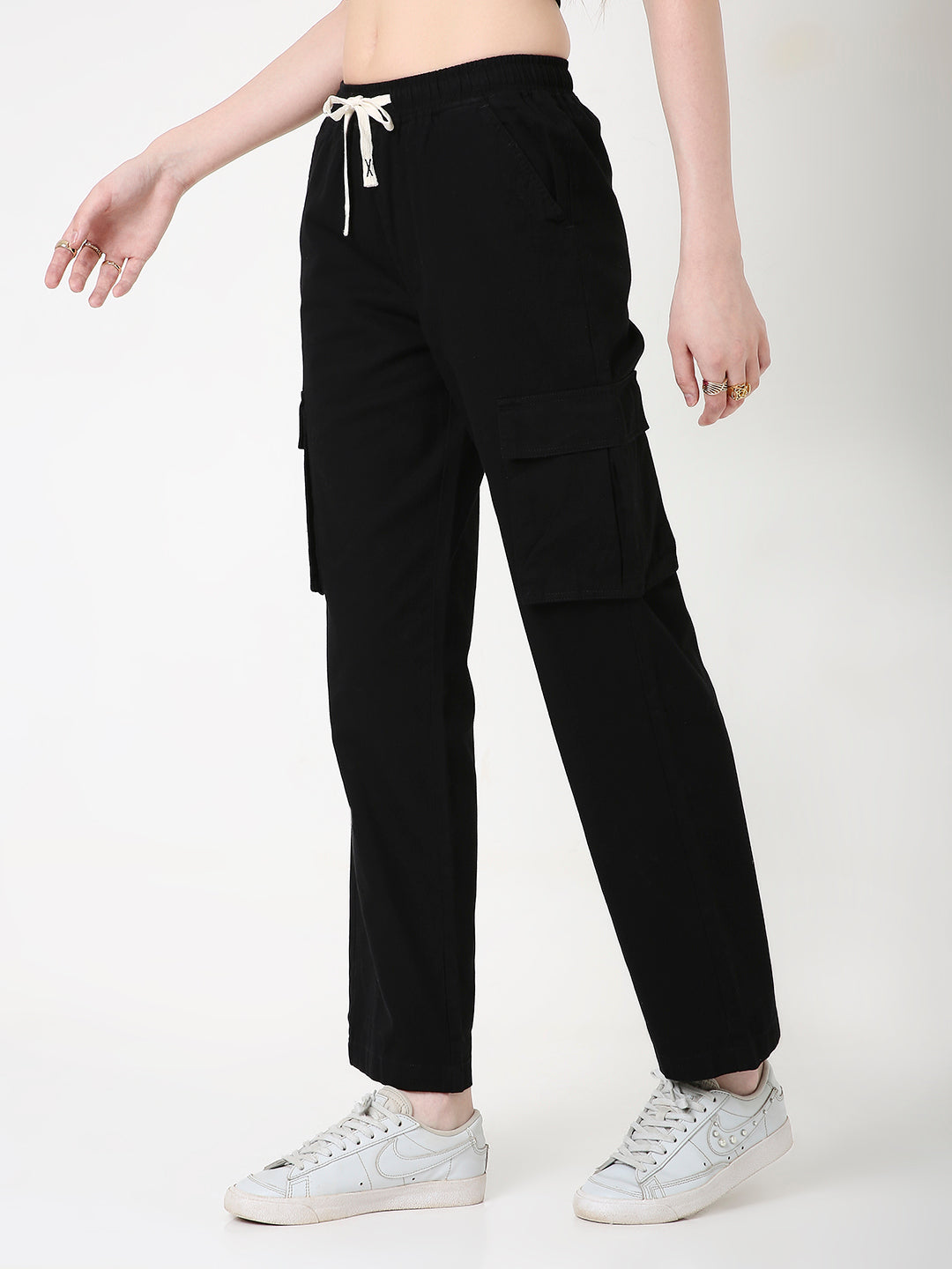 UNISEX VERSATILE 5 POCKET  BLACK CARGO PANTS
