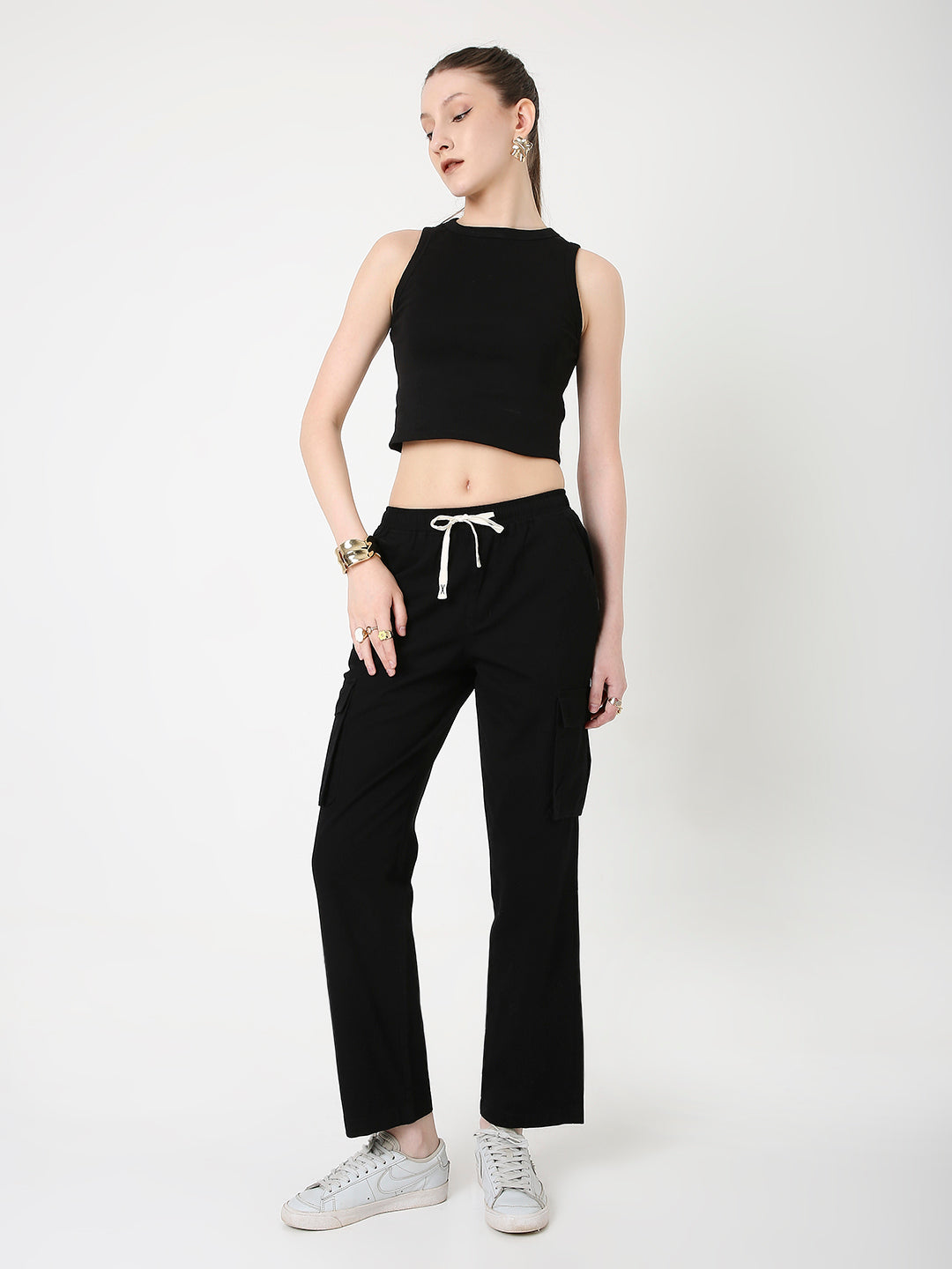 UNISEX VERSATILE 5 POCKET  BLACK CARGO PANTS