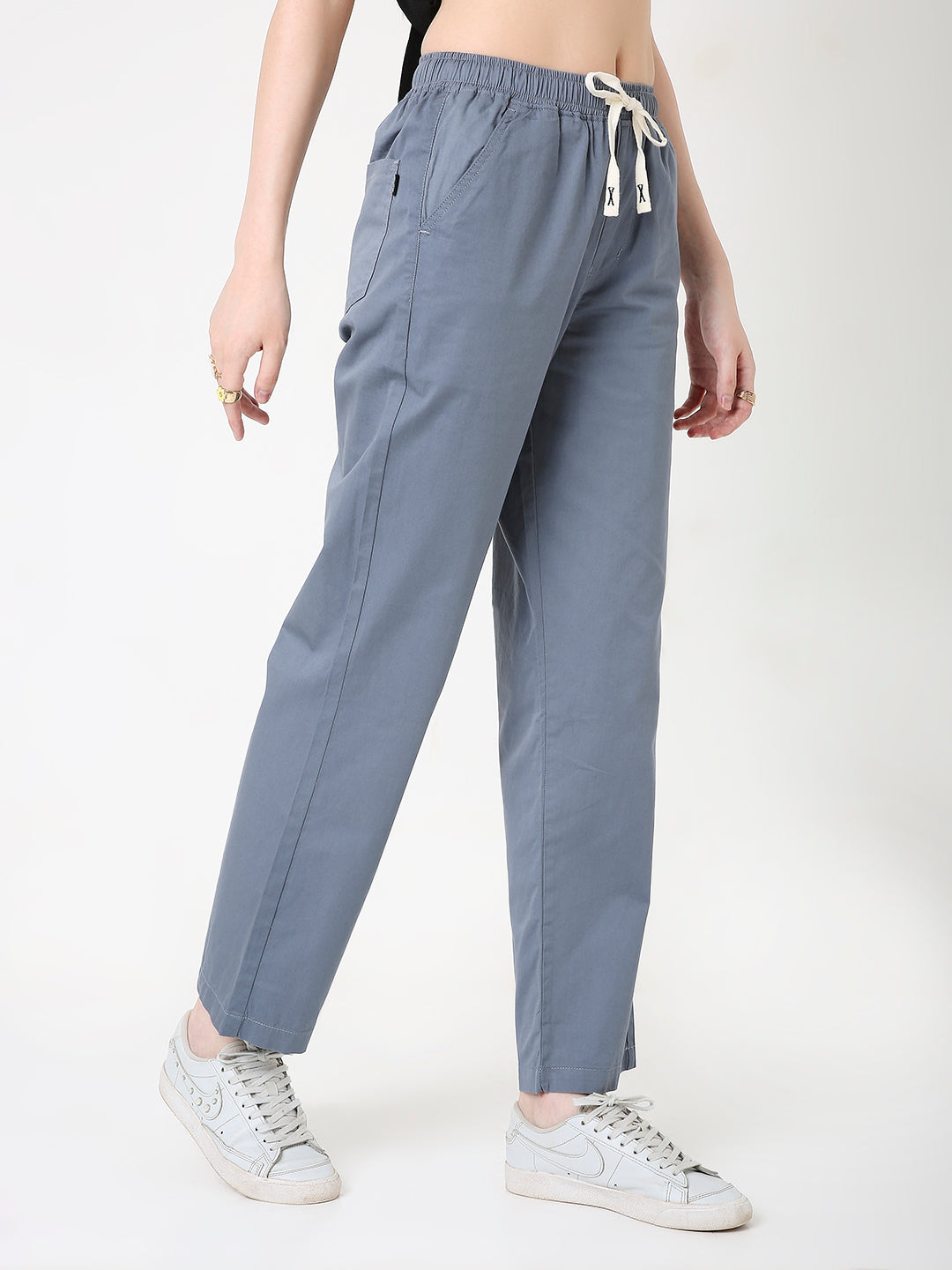 UNISEX RELAXED FIT SLATE BLUE DRAWSTRING PANTS