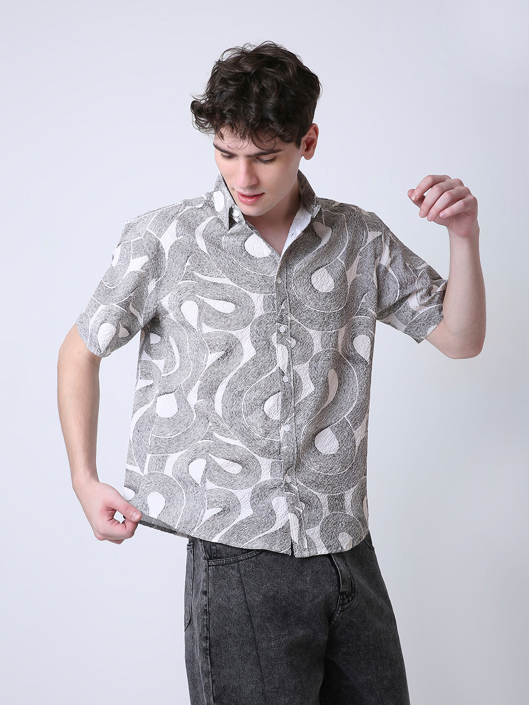 SWIRL PRINTED TEXTURED SHIRT