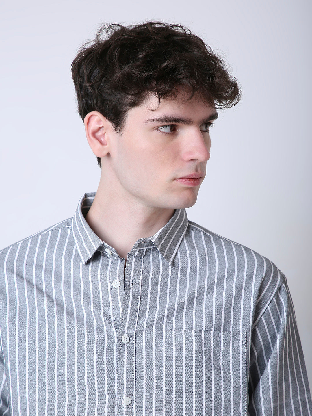 OXFORD VERTICAL STRIPED LONG SLEEVE CASUAL SHIRT