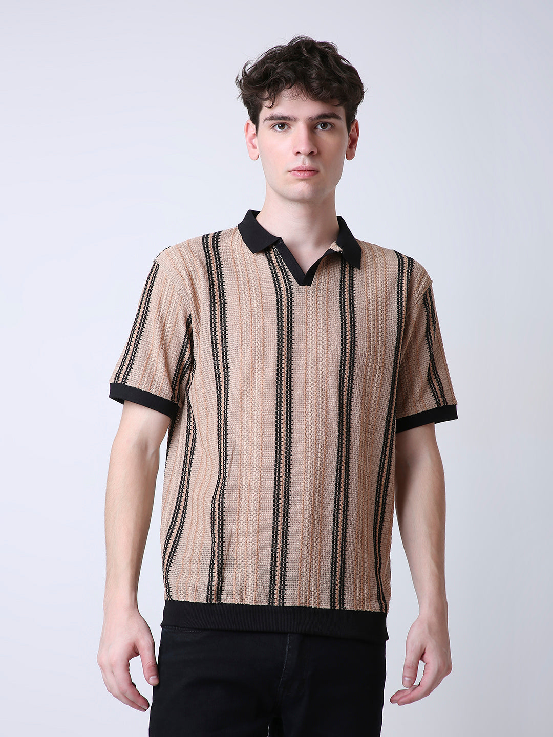 VINTAGE COLLECTION TEXTURED POLO COLLAR KNIT T-SHIRT