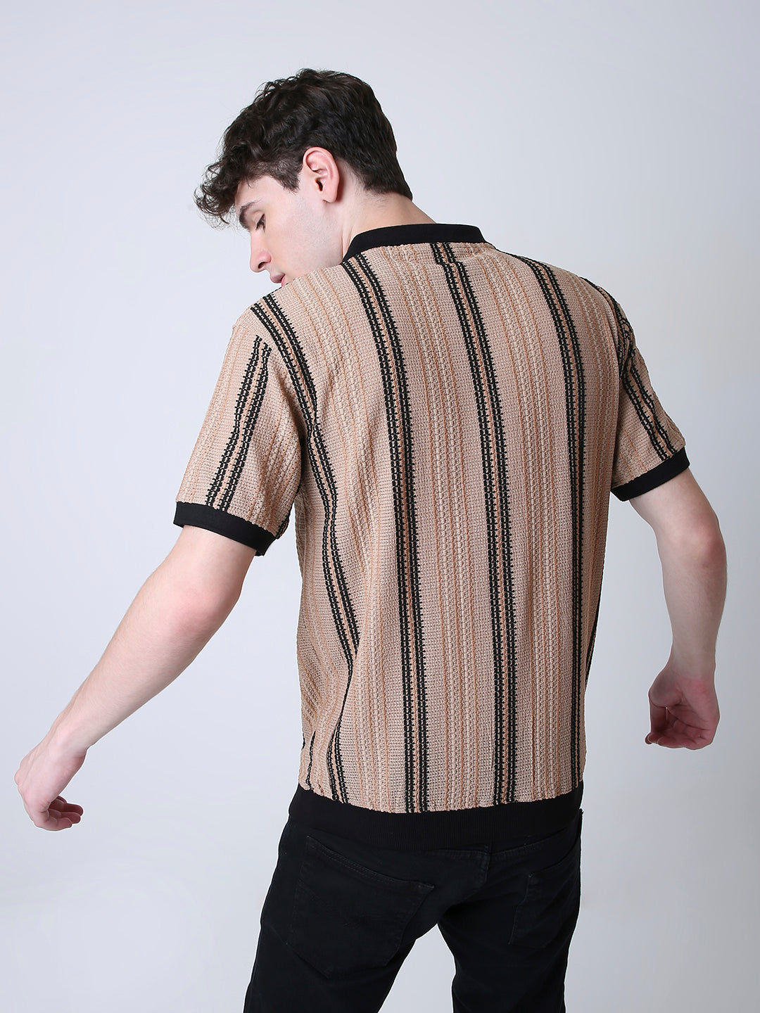 VINTAGE COLLECTION TEXTURED POLO COLLAR KNIT T-SHIRT