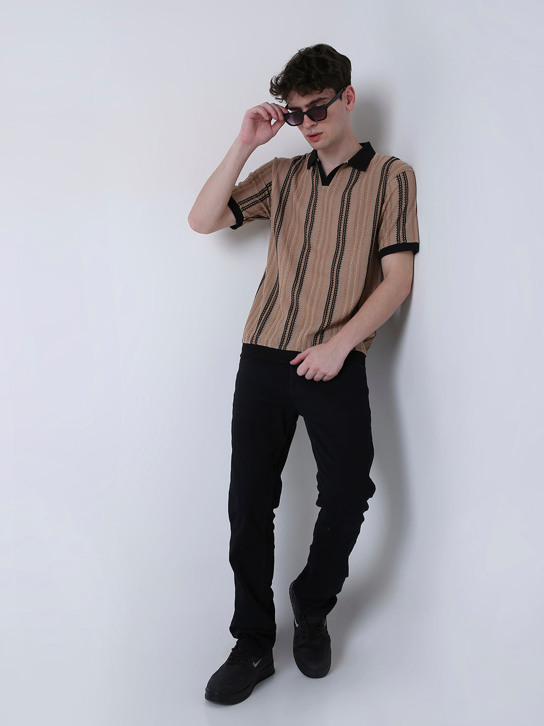 VINTAGE COLLECTION TEXTURED POLO COLLAR KNIT T-SHIRT
