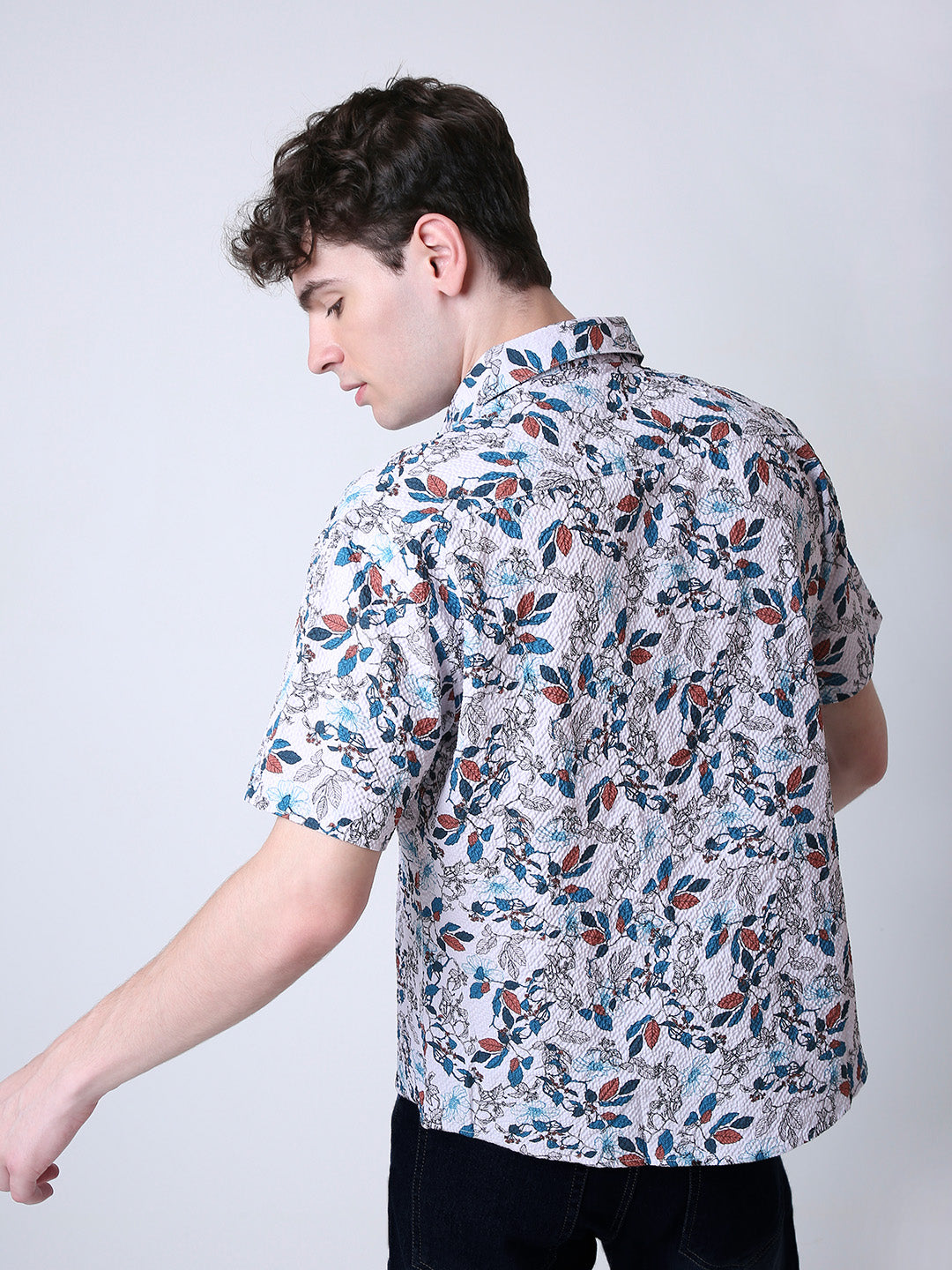 FLORAL PRINTED TEXTURED SHIRT