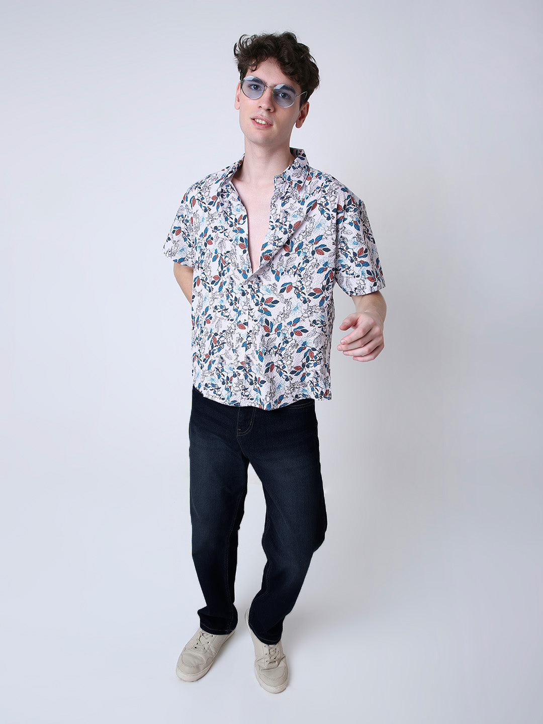 FLORAL PRINTED TEXTURED SHIRT