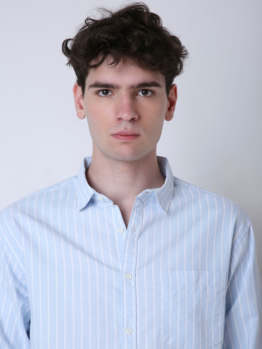 OXFORD VERTICAL STRIPED LONG SLEEVE CASUAL SHIRT