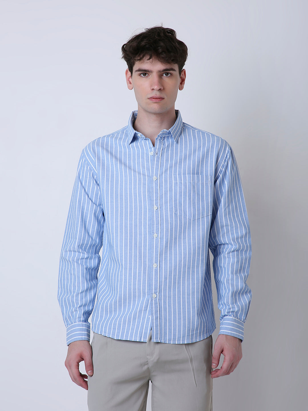 BLUE OXFORD STRIPED SHIRT