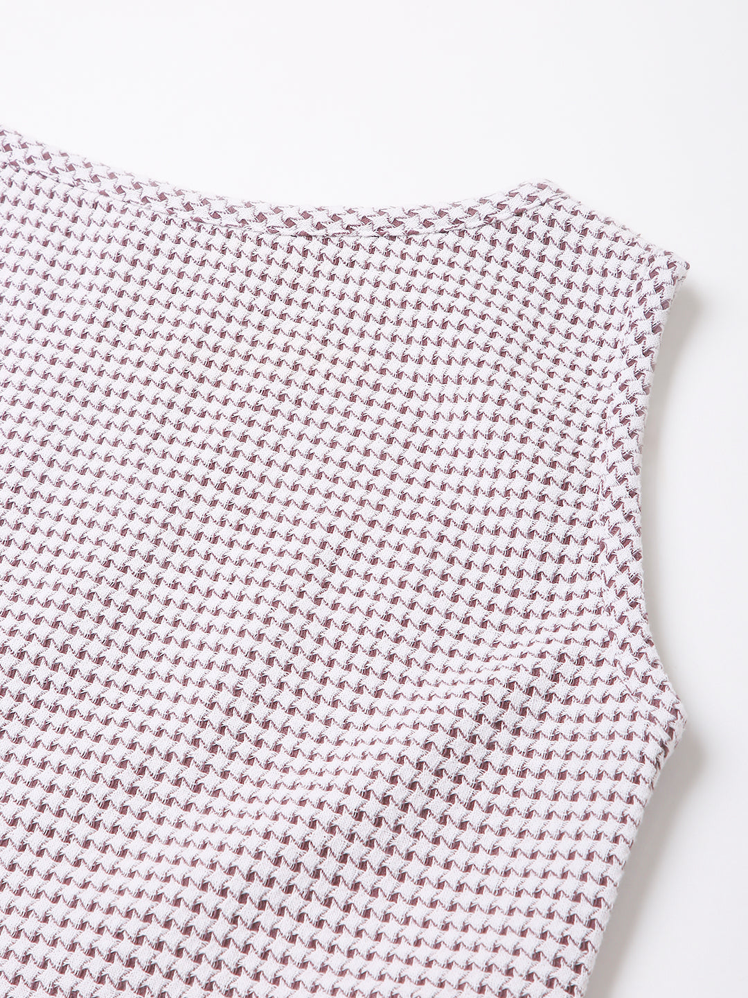 MAROON MINIMALIST MICRO-CHECKS SLEEVELESS CROP TOP