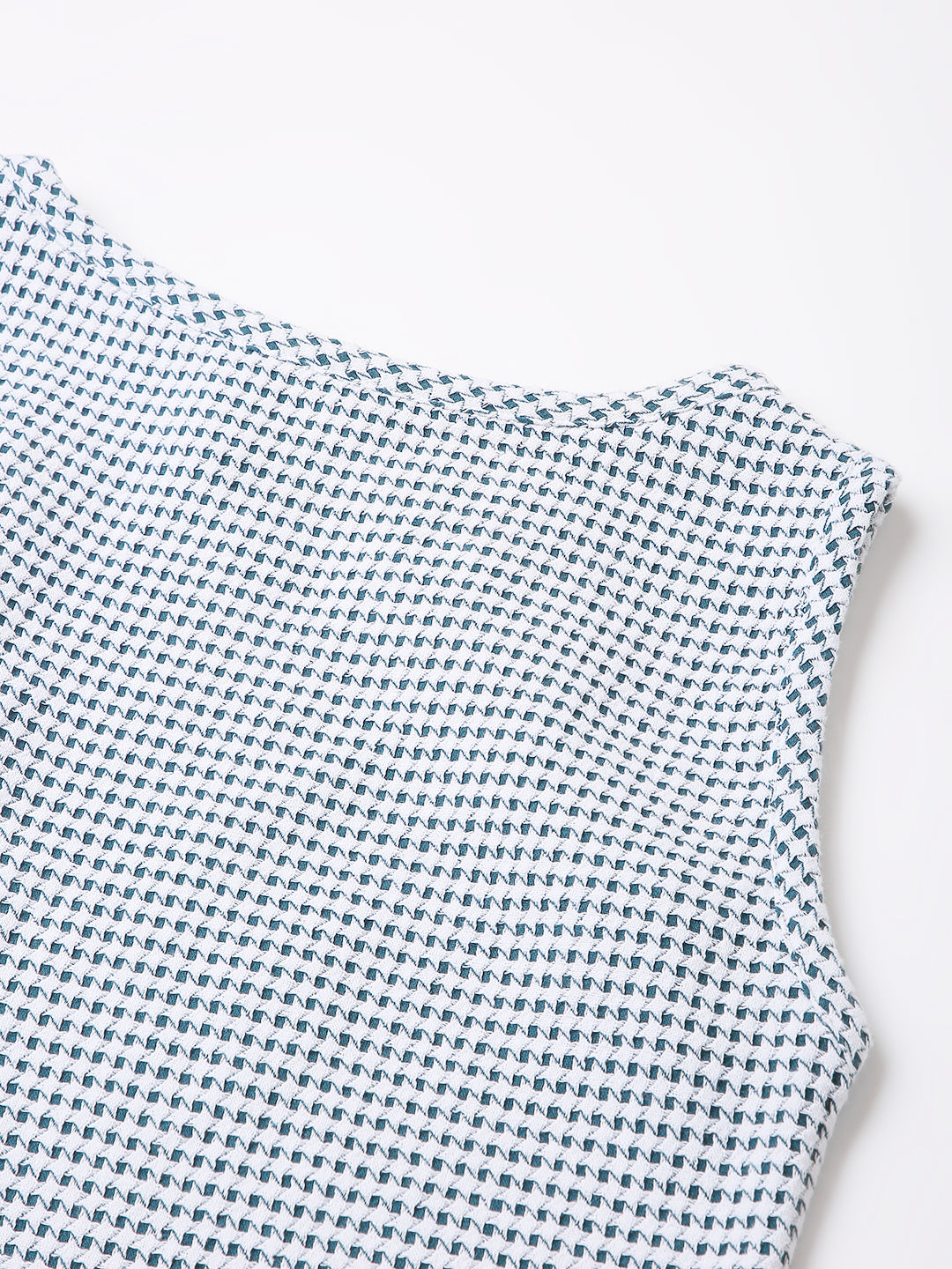 DARK GREEN MINIMALIST MICRO-CHECKS SLEEVELESS CROP TOP