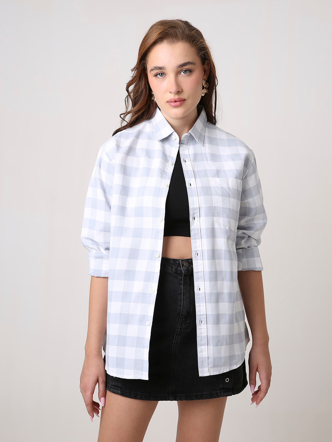 Oxford Grey Checkered Oversized Shirt