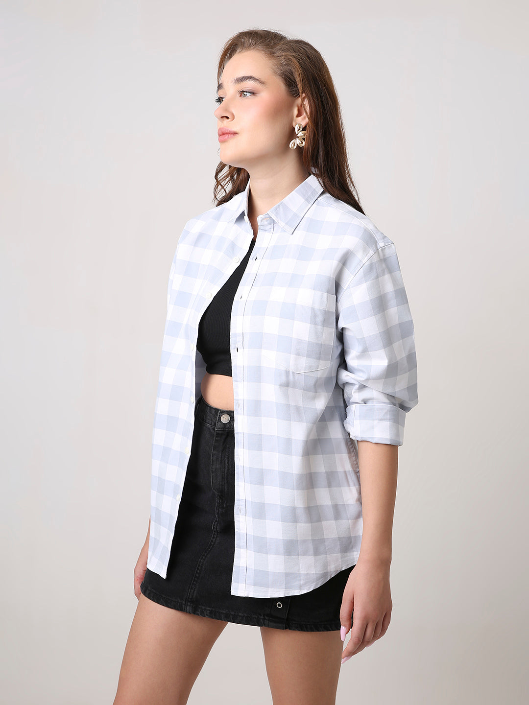 Oxford Grey Checkered Oversized Shirt