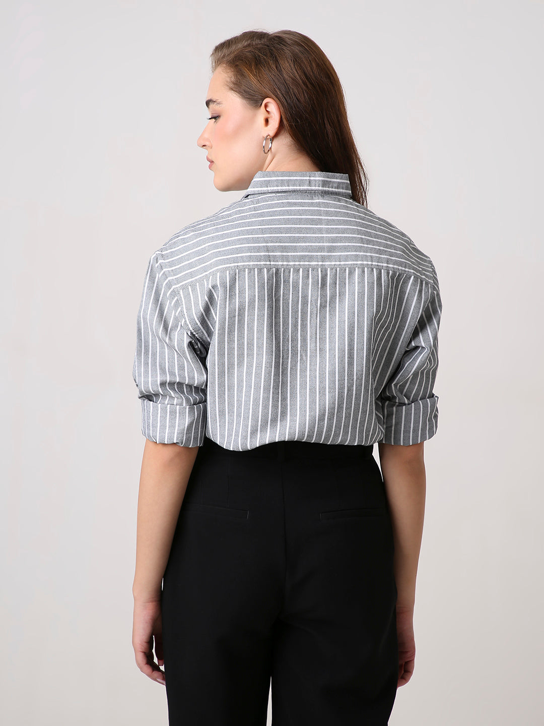 Classic Black Oxford Striped Oversized Shirt