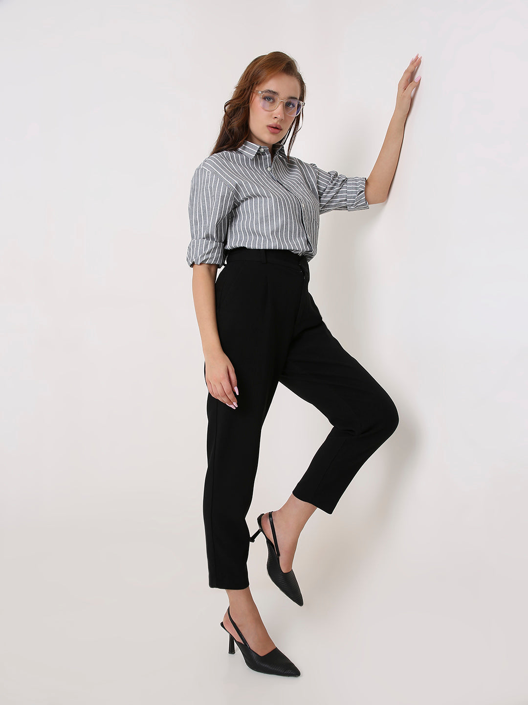 Classic Black Oxford Striped Oversized Shirt