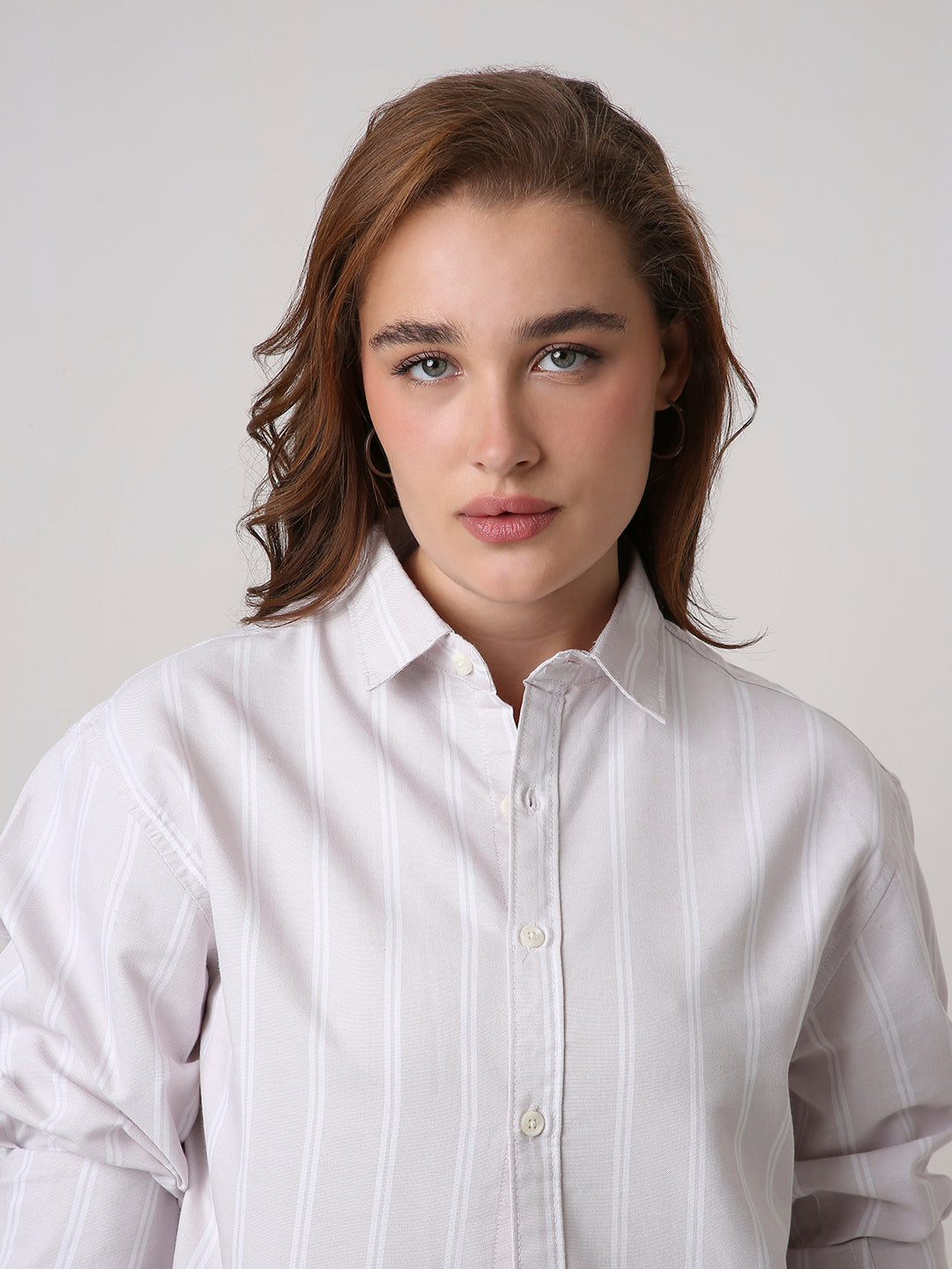 Pastel Lavender Oxford Striped Oversized Shirt