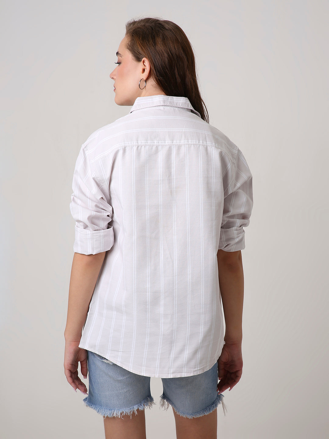 Pastel Lavender Oxford Striped Oversized Shirt
