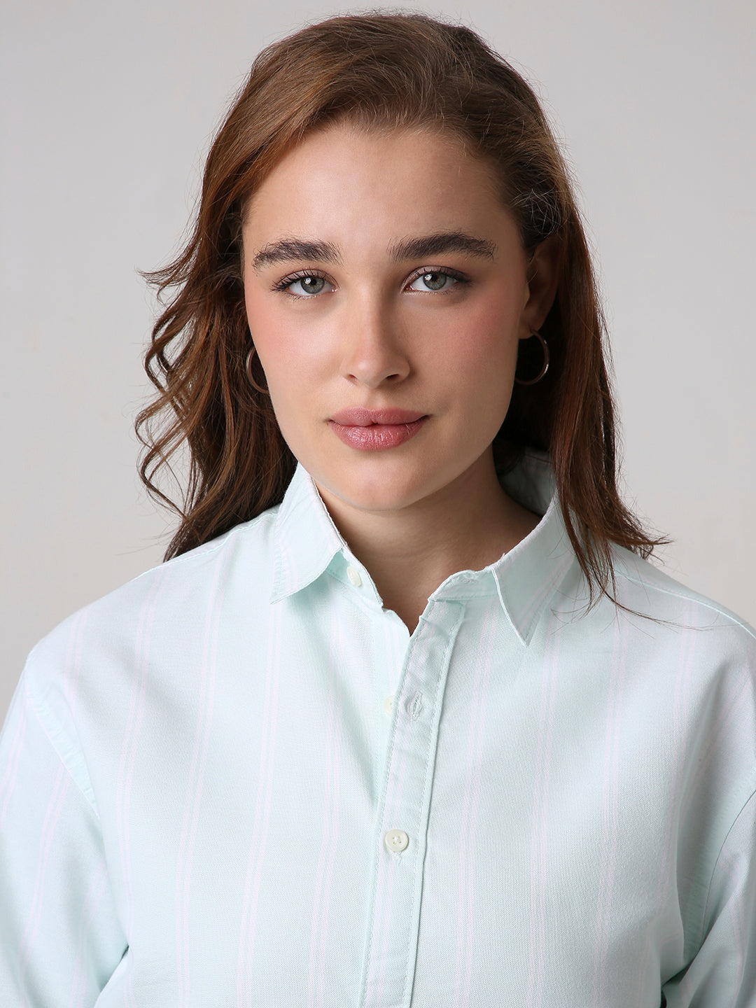 Mint Green Oxford Striped Oversized Shirt
