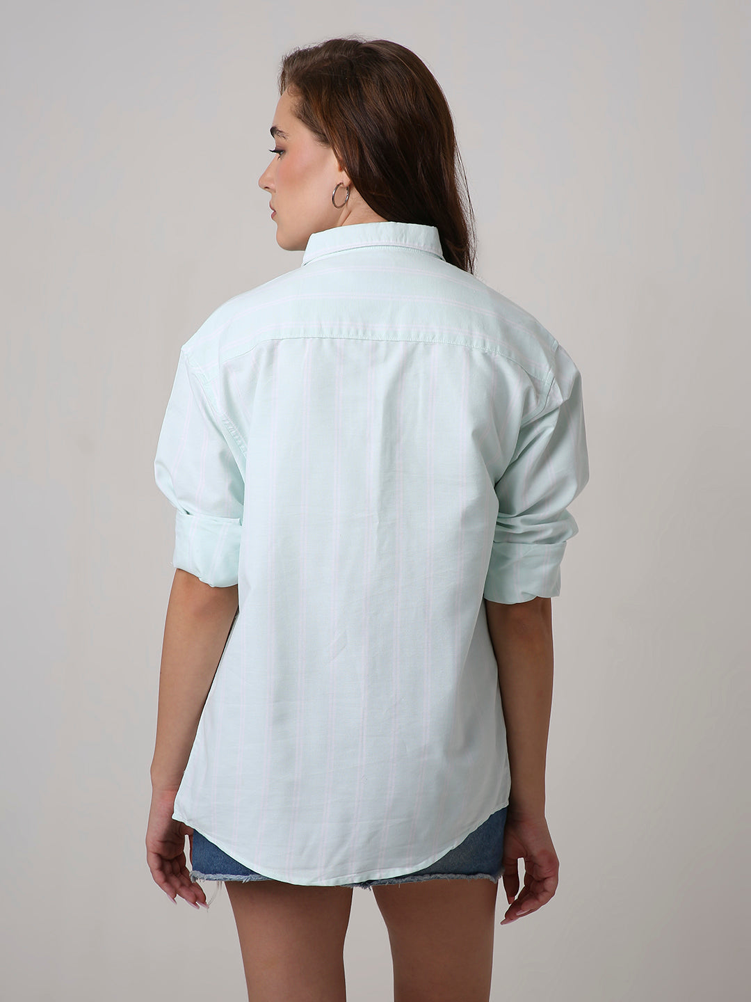 Mint Green Oxford Striped Oversized Shirt
