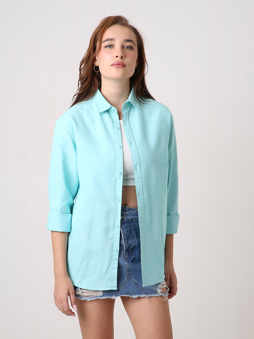 Mint Green Classic Oxford Oversized Shirt
