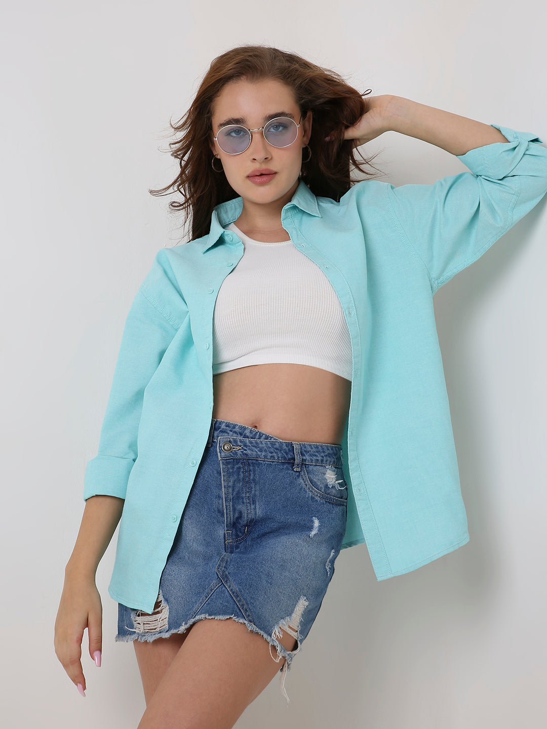 Mint Green Classic Oxford Oversized Shirt