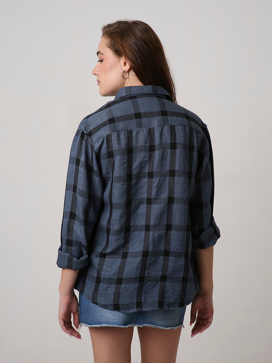 Blue Plaid Oversized Shirt