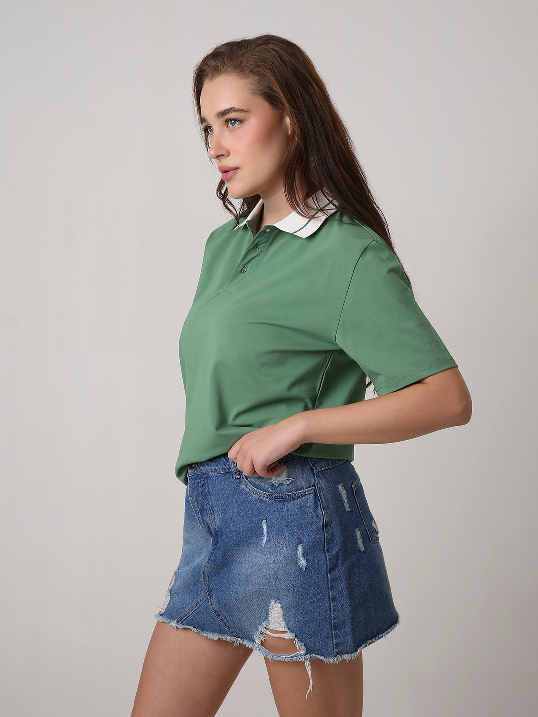 Solid Green Polo T-Shirt