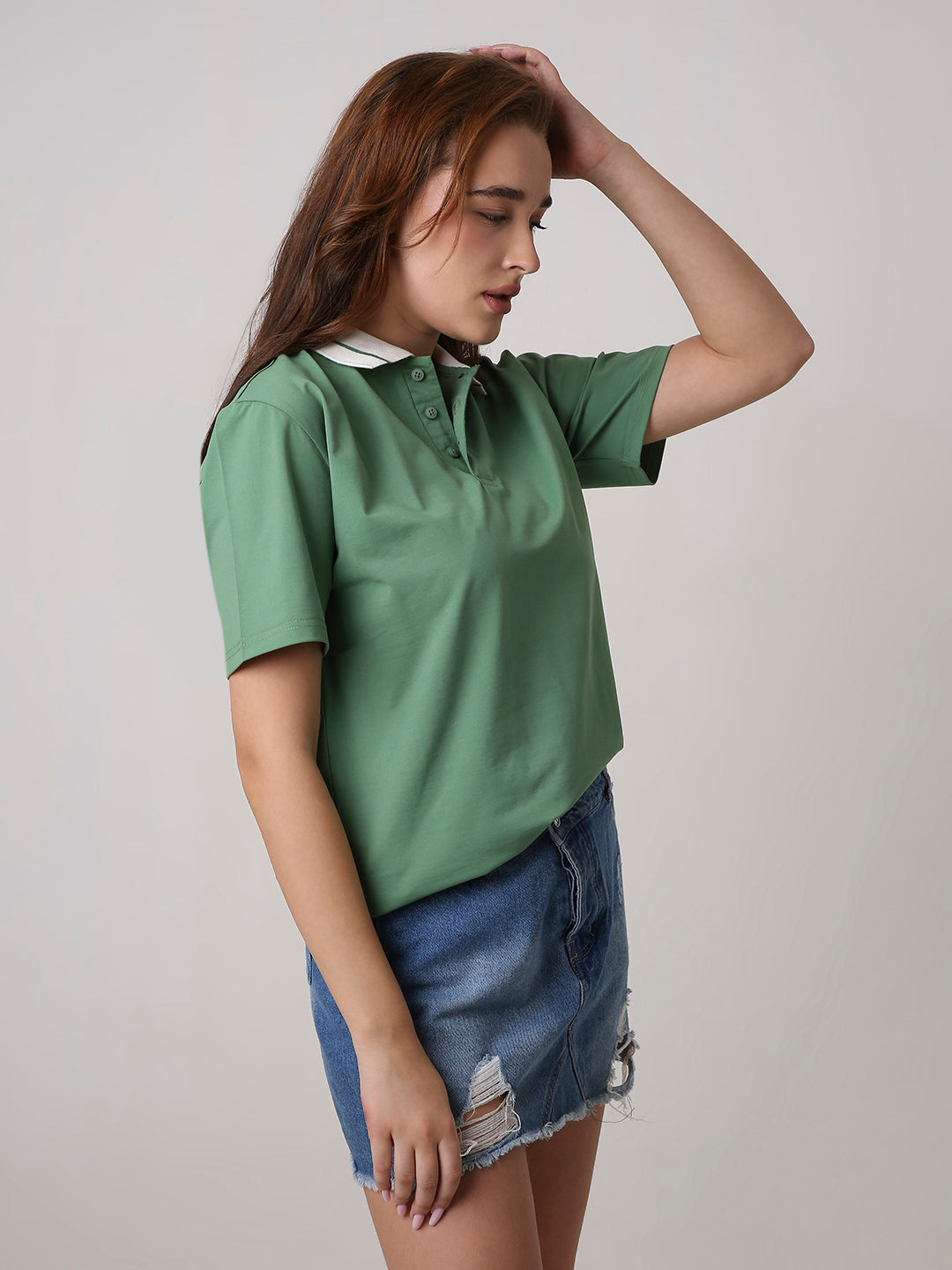 Solid Green Polo T-Shirt
