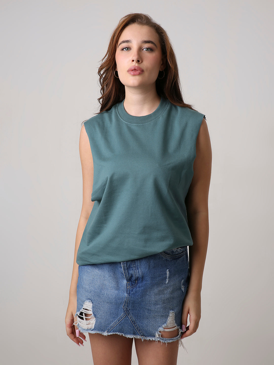 Oversize Sleeveless Tshirt: Sapphire blue