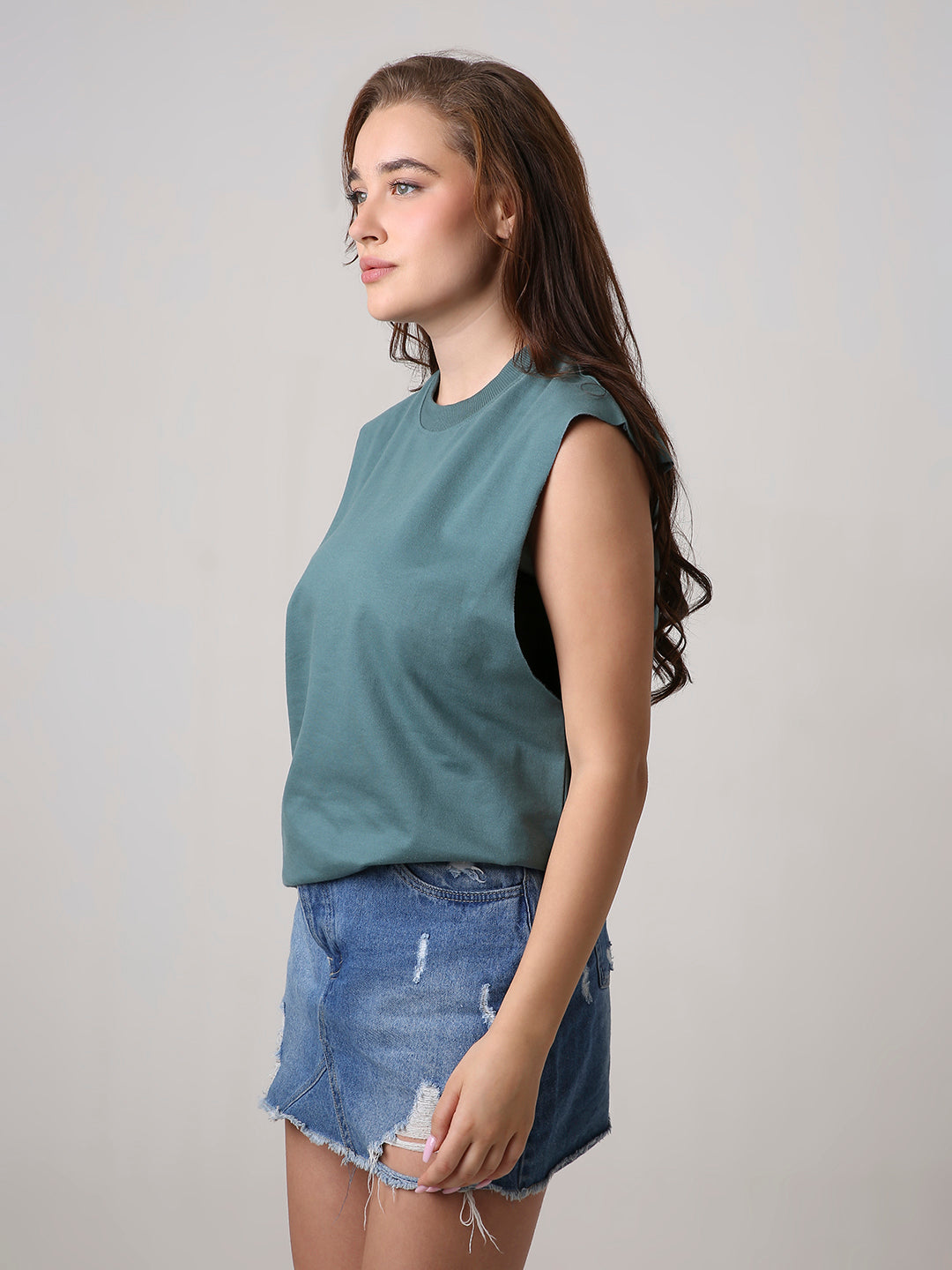 Oversize Sleeveless Tshirt: Sapphire blue