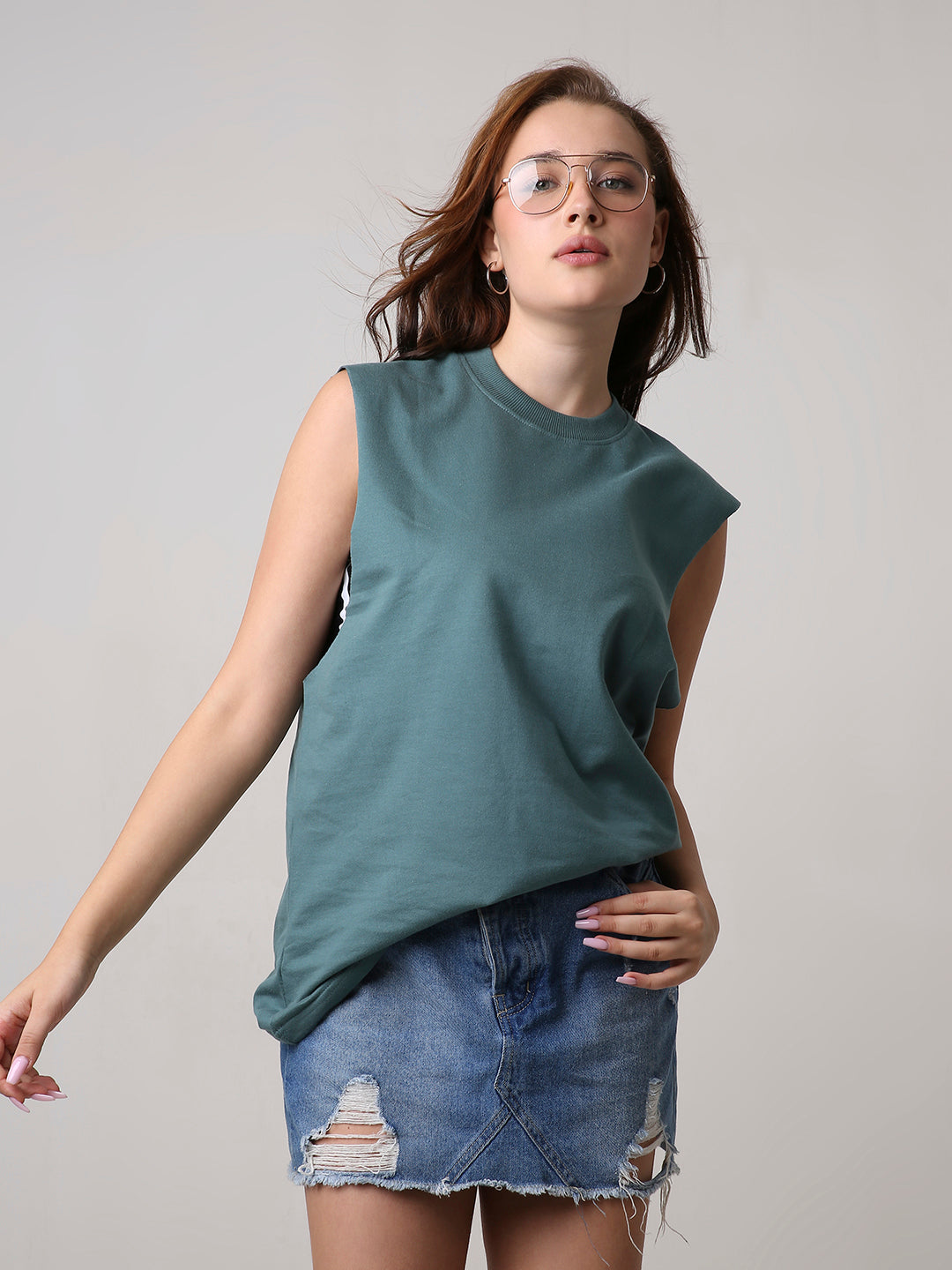 Oversize Sleeveless Tshirt: Sapphire blue