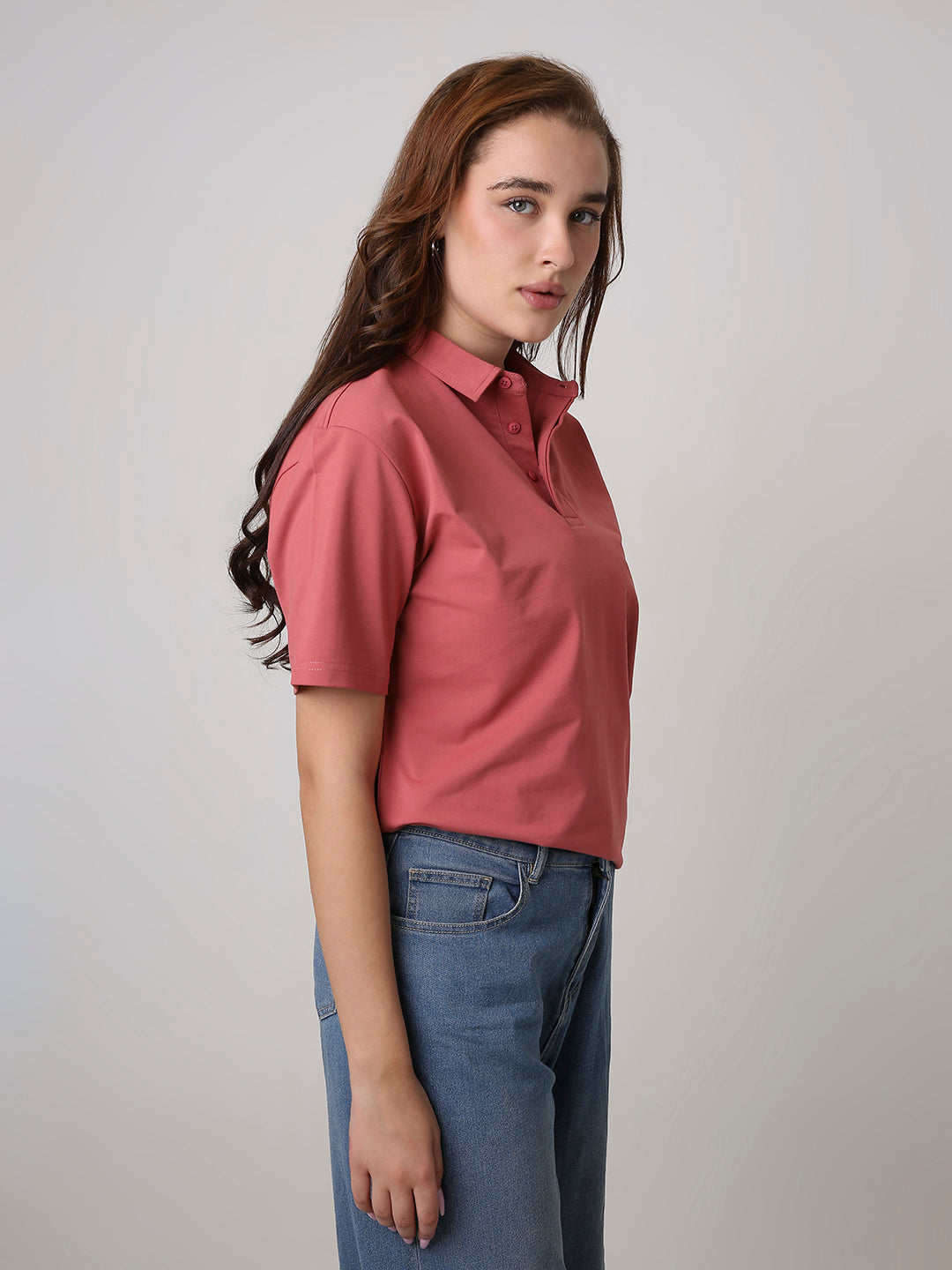 Solid Mulberry Red Polo T-Shirt
