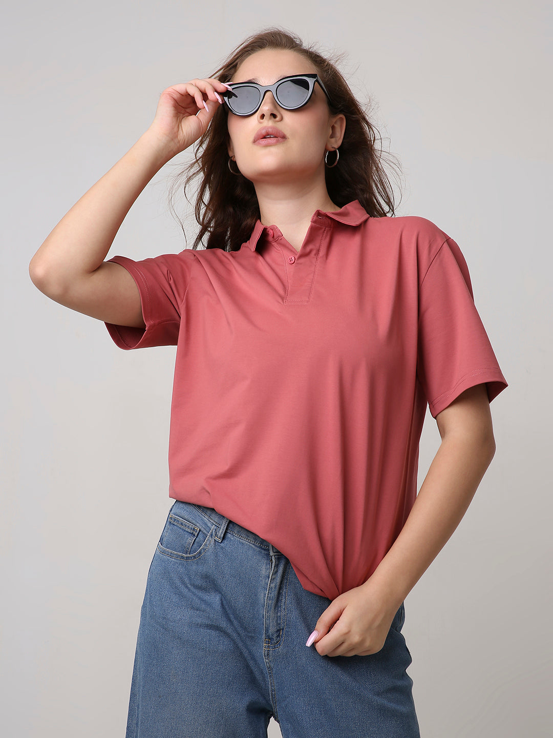 Solid Mulberry Red Polo T-Shirt