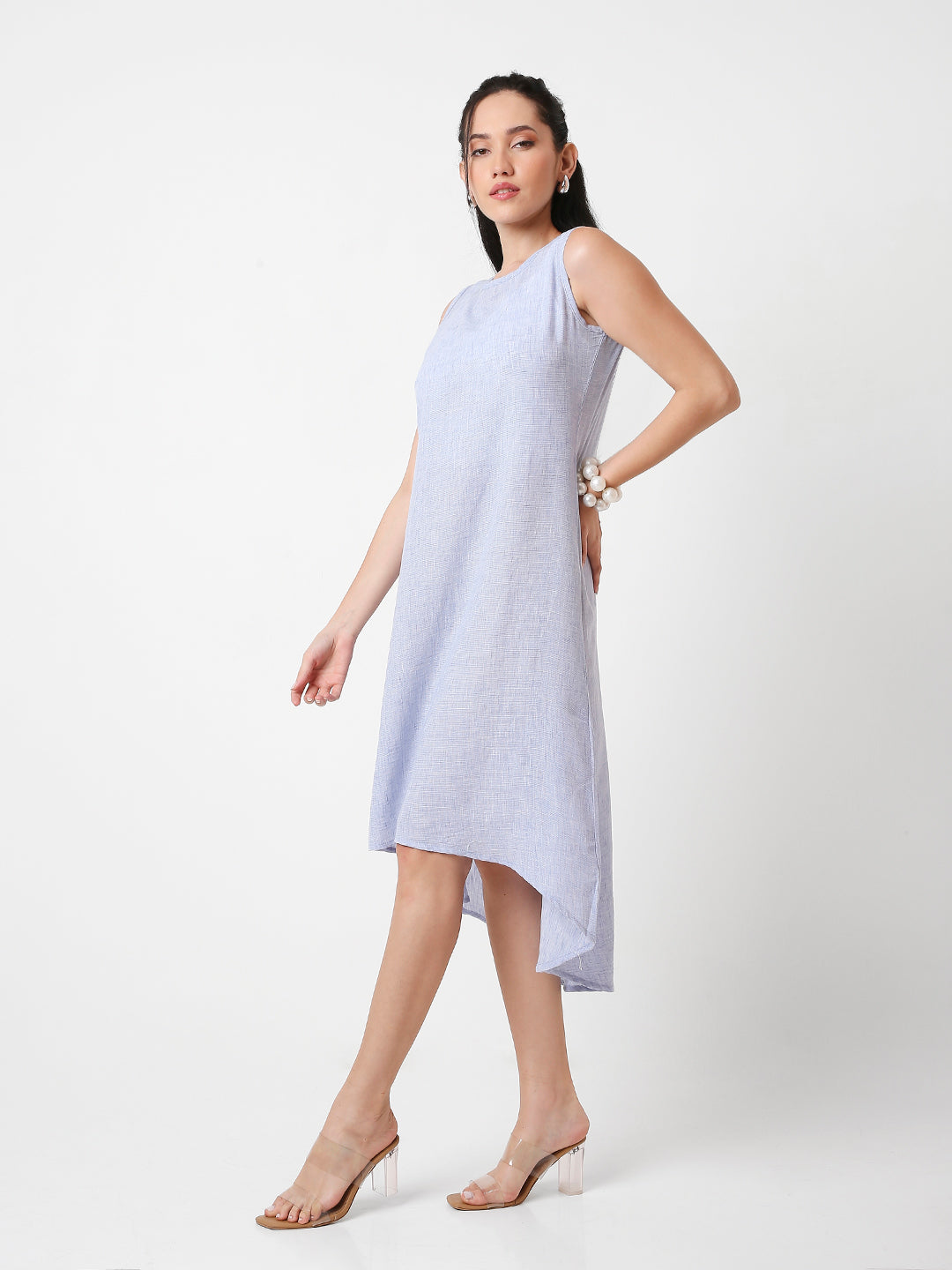 SLEEVELESS HIGH-LOW MIDI DRESS