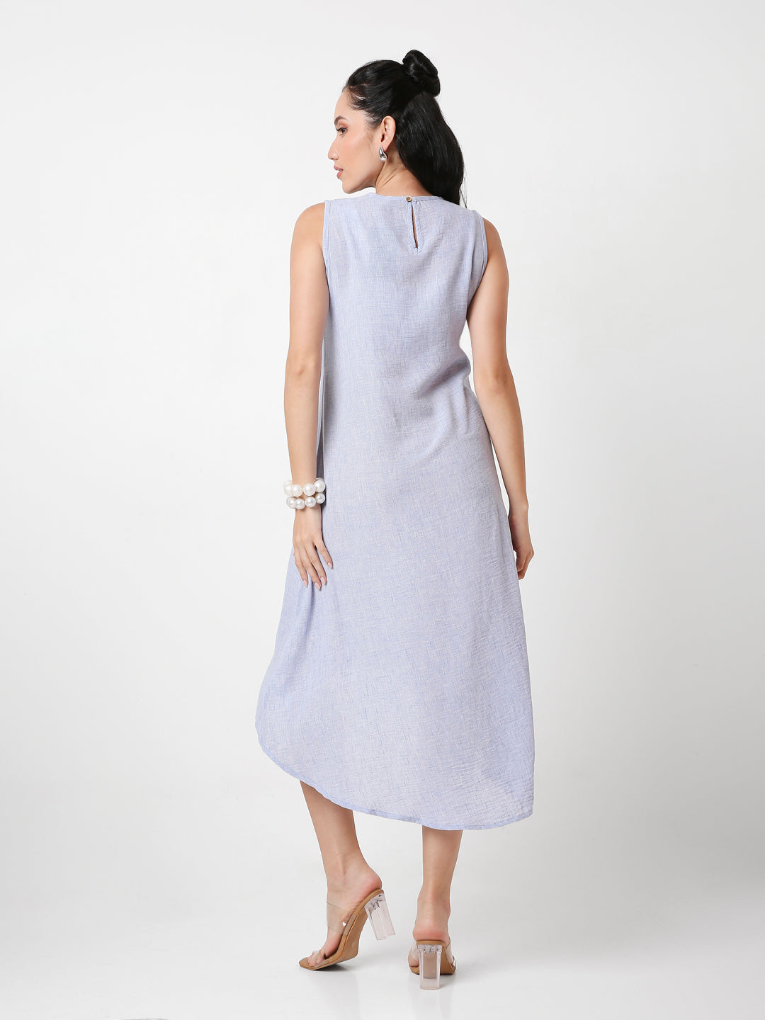 SLEEVELESS HIGH-LOW MIDI DRESS